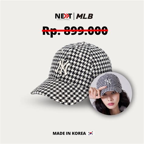 Jual Topi MLB New York Yankees Houndstooth Tweed Baseball Cap Korea