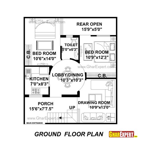 House Plan For 28 Feet By 32 Feet Plot Plot Size 100 Square Yards