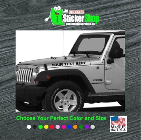 Jeep Hood Set Custom Text Vinyl Decal Stickers