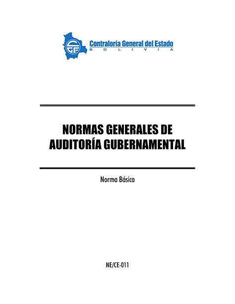 Normas Grales Normas Generales De Auditor A Gubernamental Norma