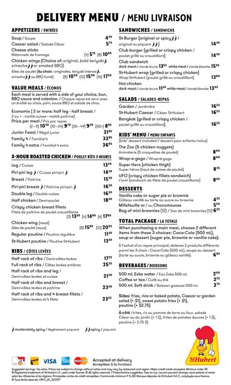 Delivery Menu Ontario By Les R Tisseries St Hubert Lt E Issuu