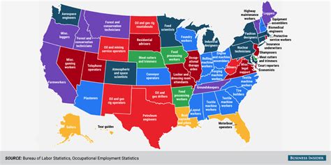 Disproportionately popular job state map - Business Insider