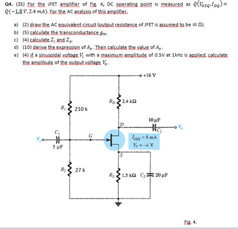 Solved Qvesqpq Q4 25 For The Jfet Amplifier Of Fig