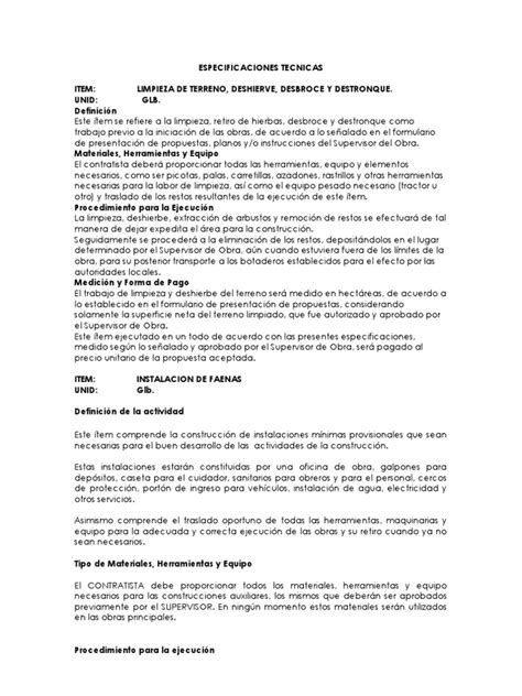 Pdf Pliego De Especificaciones Tecnicas Galeria Filtrante A Dokumen