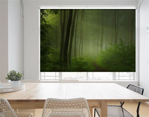 Tropical Misty Green Forest Roller Blind Photo Printed Window Blinds