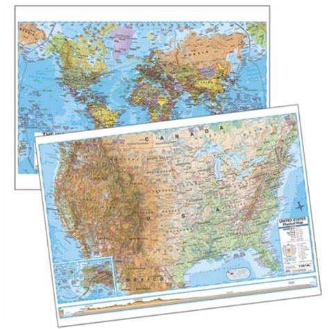 Universal Map 762552581 Us Advanced Physical And World Advanced Political Deskpad Map 30 Boxed 1