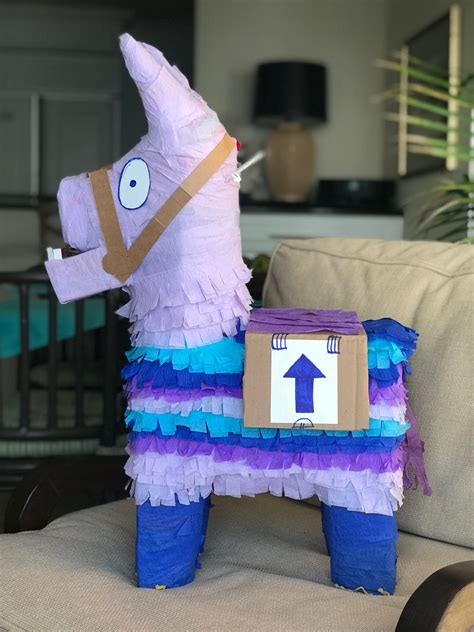 Fortnite Llama Piñata Made With A Rainbow Donkey Piñata And Crepe Paper