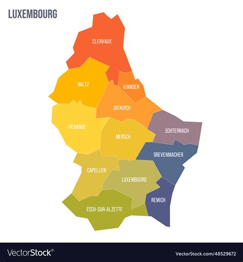 Luxembourg Political Map Of Administrative Vector Image