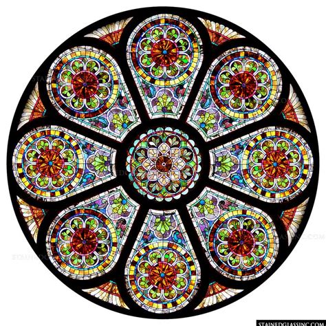 "Intricately Detailed Rose Window" Stained Glass Window