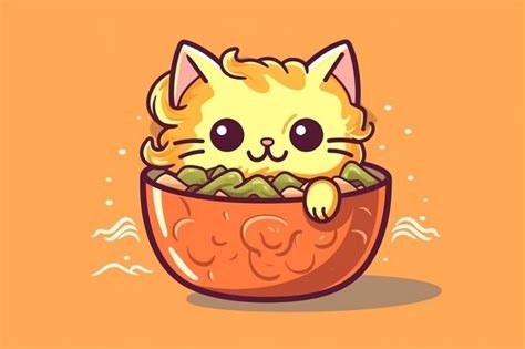 Premium Photo Cute Cat Ramen Noodle Cartoon Vector Icon Illustration