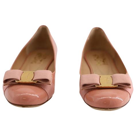 Salvatore Ferragamo Varina Ballet Flats In Pink Patent Leather Ref