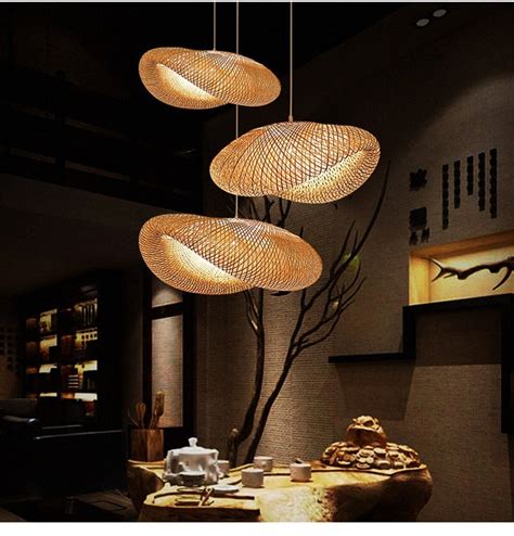 Modern Bamboo Weaving Light Droplight Ceiling Light Bamboo Etsy