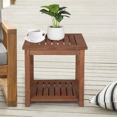 Ktaxon 18 in Wood Side Table for Patio, Garden, Balcony, Deck, Outdoor ...