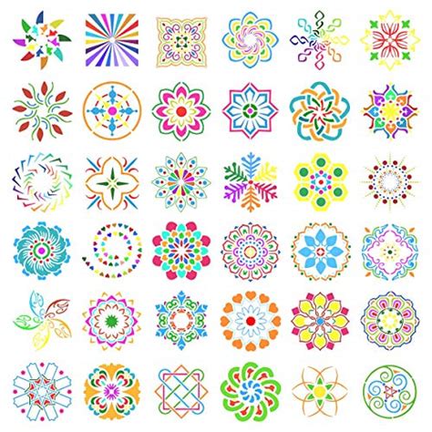 36 Pack Mandala Stencils 3 6x3 6 Inch Mandala Dotting Painting