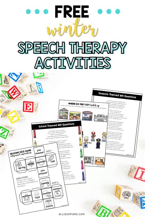 Free Winter Speech Therapy Activities Clipart Allison Fors Inc