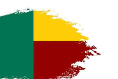 Bandeira De Benin Em Um Pincel Manchado Pintado Fundo Branco Isolado