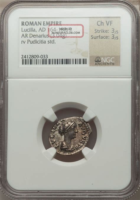 Lucilla Ad Silver Denarius Ngc Choice Vf Rv Pudicitia