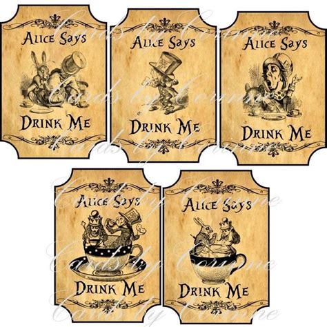 Alice In Wonderland Drink Me Laminated Bottle Labels Alice In