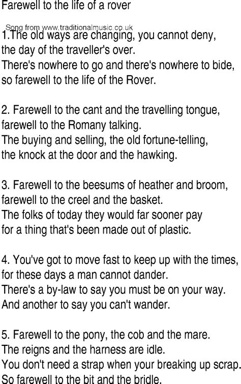 Irish Music Song And Ballad Lyrics For Farewel To The Life Of A Rover