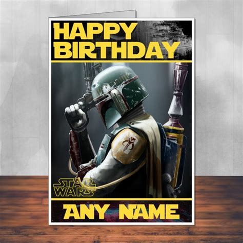 Star Wars Birthday Card Boba Fett Fan Art 5x7 By Martynandwells