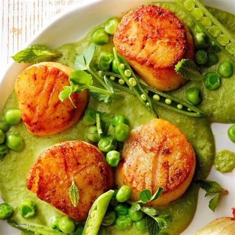 Seared Scallops With Minted Pea Puree Recipe How To Make It