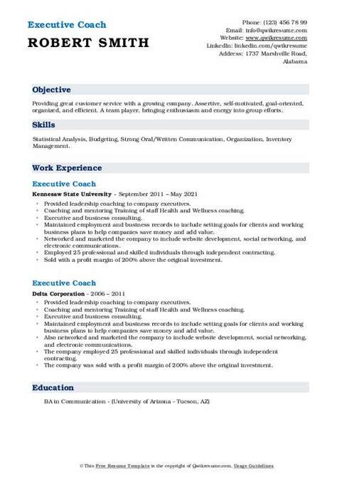 10 Executive Coach Resume Samples And Templates For 2025