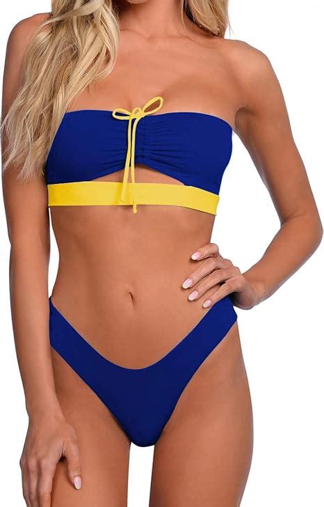 Amazon Hattfart Women Two Piece Bandeau Bandage Bikini Set Push Up Brazilian Swimwear