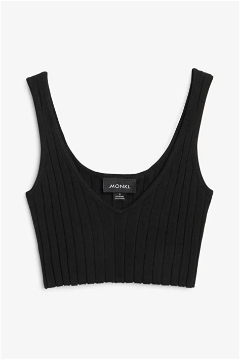 Cropped Ribbed Singlet Black Cropped Tops Monki Ww Monki High Heel Accessories Cropped