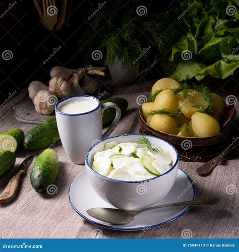 Mizeria Is A Polish Cucumber Salad Stock Image Image Of Appetizer