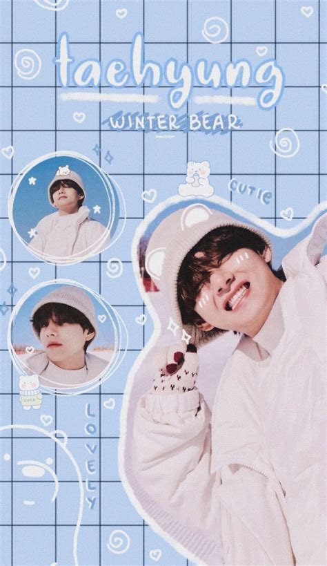 The Poster For Taehyng S Winter Bear Is Shown In Blue And White