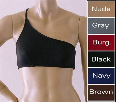 Asymmetrical One Shoulder Bikini Top In Black Navy Blue Brown Burgundy Nude Gray Etsy