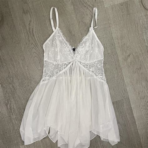 White Lingerie Lace Slip Dress Size Small Depop