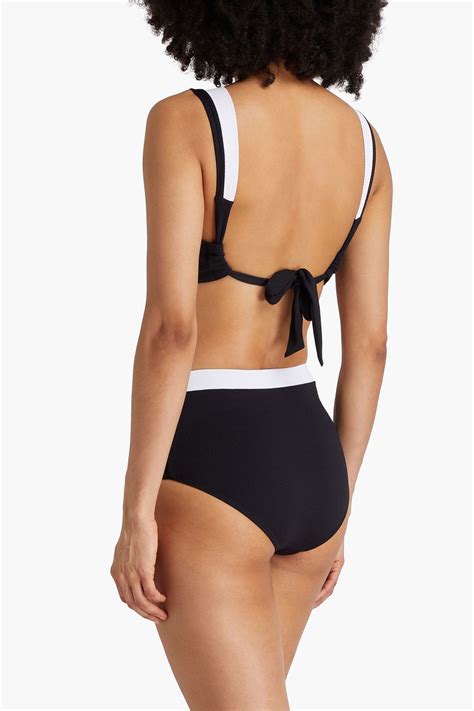 CASA RAKI Marina two tone piqué high rise bikini briefs THE OUTNET