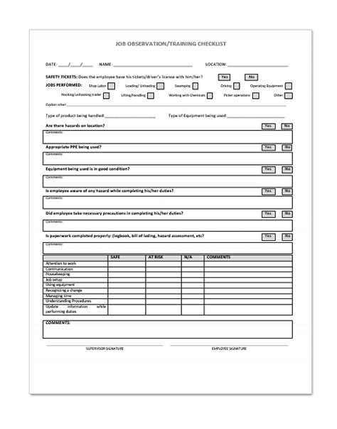 Employee Observation Template