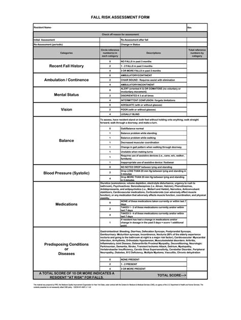 Hhs Fall Risk Assessment Form Fill And Sign Printable Template Online