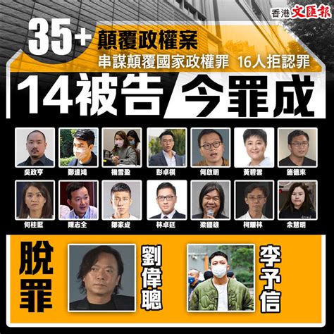 「35顛覆政權案」16名拒認罪被告14人罪成 香港 香港文匯網