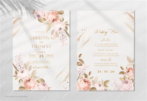 Premium Psd Elegant Wedding Invitation Card Template Set