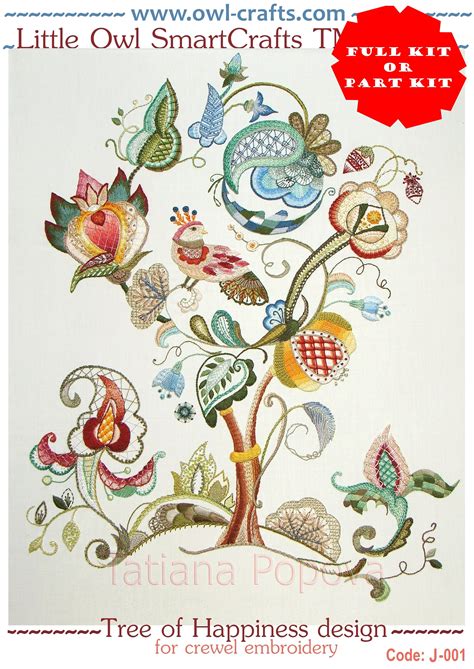 Crewel Kit Tree Of Happiness Kit De Broderie Crewel Bird Etsy Uk