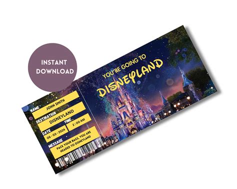 Printable Disneyland Surprise Ticket Template Disneyworld Ticket