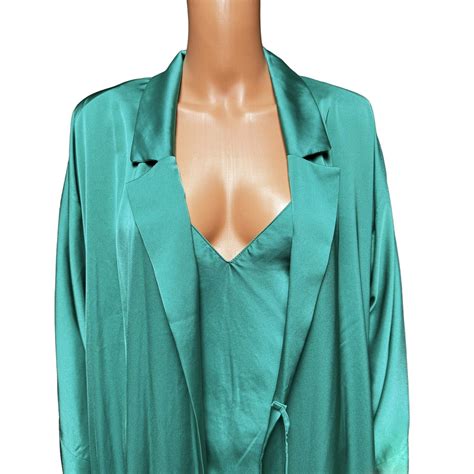 Tender Moments Intime Peignoir Set Silky Green Nightgown Robe Vintage Lingerie EBay