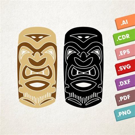 Tiki Svg Vector Hawaii Luau God Tiki Silhouette Tiki Etsy Tiki