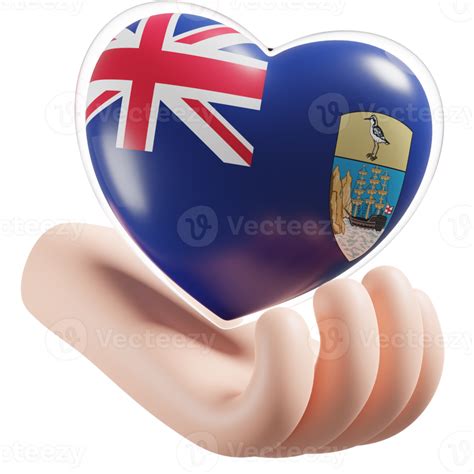 Free Saint Helena Flag With Heart Hand Care Realistic 3d Textured