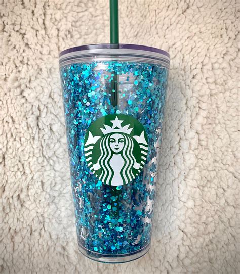 Sparkling Blue Snow Globe Tumbler Grande Size Etsy De