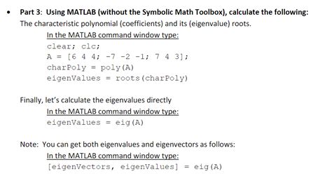 Solved Part 3 Using Matlab Without The Symbolic Math
