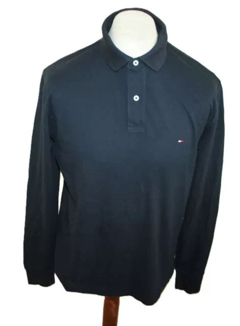 POLO TOMMY HILFIGER HOMME Chemise BLEU MANCHES LONGUES Taille L LARGE