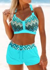 Circular Ring Mid Waisted Tribal Print Bikini Set Modlily Usd