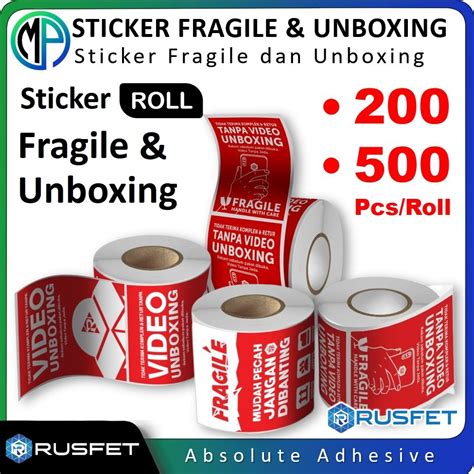 Jual Sticker Stiker Fragile Unboxing 200pcs Dan 500pcs Per Roll Merek