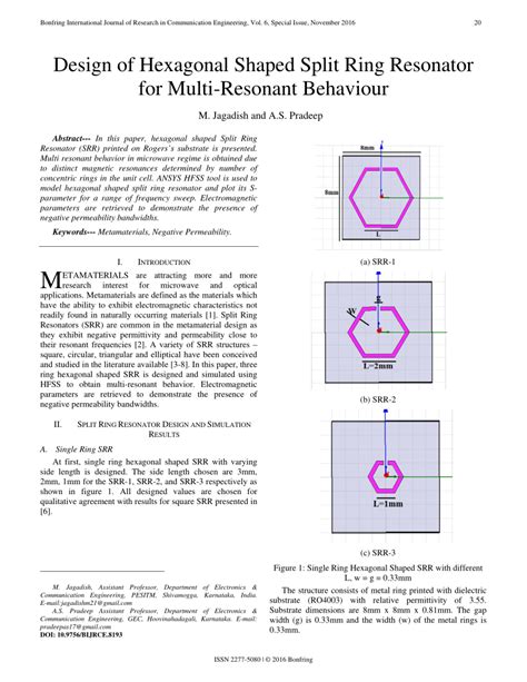 Pdf Design Of Hexagonal Shaped Split Ring Resonator For Multi