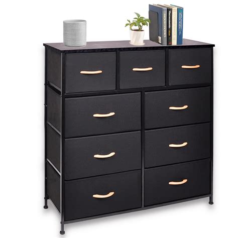 Cerbior 9 Drawer Dresser For Bedroom Tall Fabric Dresser Storage Tower