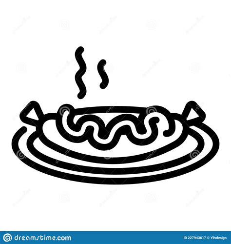 Mustard Hot Sausage Icon Outline Vector Fork Grill Stock Vector